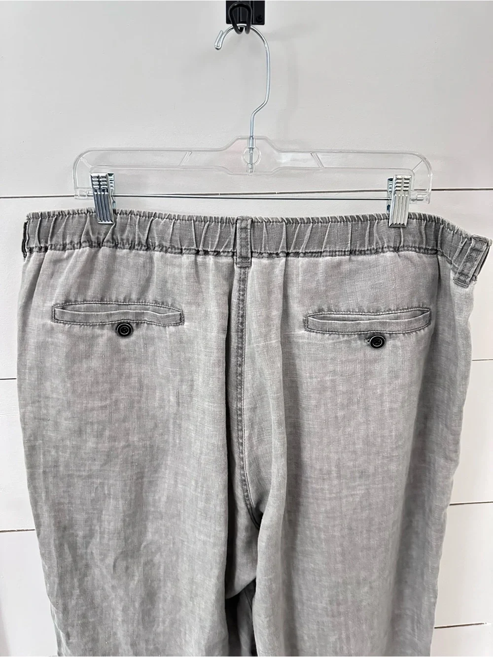 Tommy Bahama Relax XL grey 100% linen sip elastic waist loose fit coastal pant